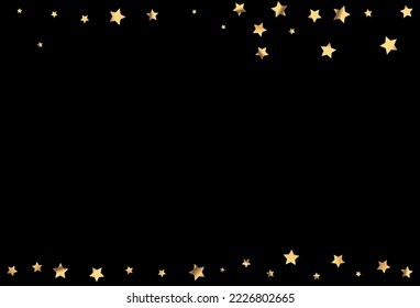 Lujoso cielo nocturno Vector fondo negro. Postal Aislada De Confetti Amarillo. Textura de feriado de estrellas. Diseño Star Luxury.