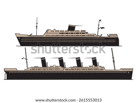 Luxurious Ocean Liner Ship from 1900s Vector design flat