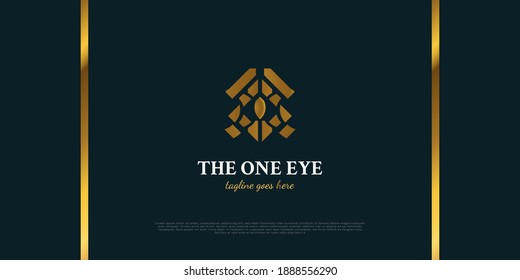 Luxurious one eye logo with abstract concept in gold color