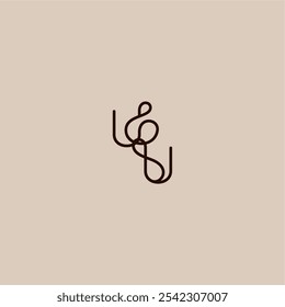 luxurious organic style and elegant concept UU wedding typography monogram letter dynamic line initial