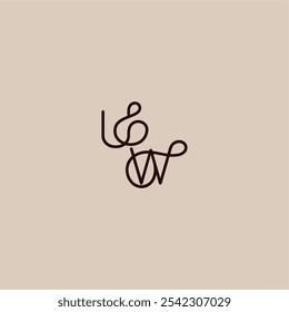 luxurious organic style and elegant concept UW wedding typography monogram letter dynamic line initial