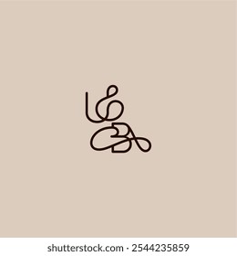 luxurious organic style and elegant concept UB wedding typography monogram letter dynamic line initial
