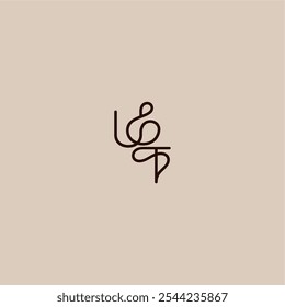 luxurious organic style and elegant concept UT wedding typography monogram letter dynamic line initial