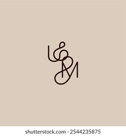 luxurious organic style and elegant concept UM wedding typography monogram letter dynamic line initial