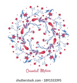 Luxurious ornament in oriental style. Vector arabesque element for design template. Traditional floral mandalas. Ornate decor for invitation, greeting card, wallpaper, background, web page.