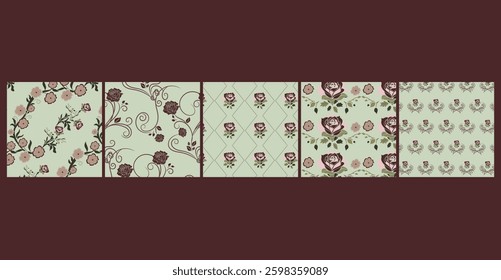 Luxurious, ornate floral patterns with intricate Baroque and Rococo details, perfect for high-end wallpapers, luxury fabric prints, and elegant stationery , fabric prints,  Wallpaper 