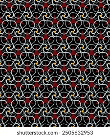 Patrón sin costuras adornado lujoso. Las formas de arte superpuestas, las rayas, los polígonos y los segmentos se agrupan y se organizan en un cierto orden. Vector. 