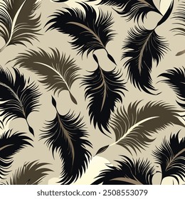 Luxurious Ostrich Feather Print with Delicate Details Seamless Pattern for Background 