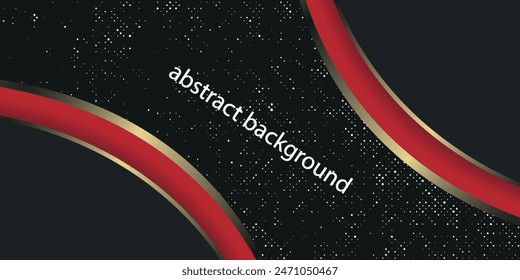 Lujoso fondo superpuesto de capas negras y rojas con efecto de líneas doradas. Puntos de semitonos realistas sobre fondo oscuro texturizado.Vector eps10