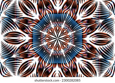 luxurious paper cut design colourful rainbow flowers line art pattern of indonesian culture traditional  batik ethnic dayak for textile or fashion