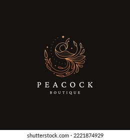 Luxurious peacock bird logo icon design template flat vector