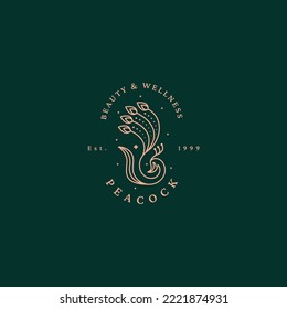 Luxurious peacock bird logo icon design template flat vector