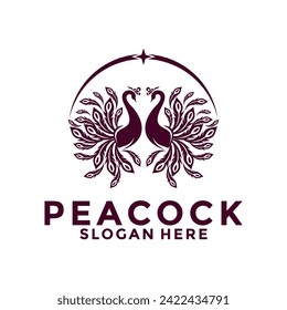Luxurious Peacock bird logo icon, Abstract Peacock logo vector design template