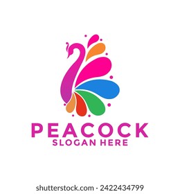 Luxurious Peacock bird logo icon, Abstract Peacock colorful logo vector design template