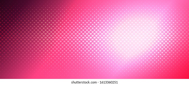 Luxurious pink halftone background from small hearts. Trendy abstract background for greeting cards for Valentine's Day, for the wedding.