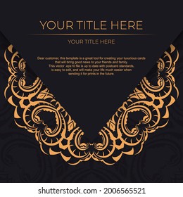 Luxurious postcard design with abstract vintage mandala ornament. Can be used as background and wallpaper. Elegant and classic vector elements ready for print and typography.