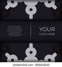 Luxurious postcard design with silver abstract vintage ornaments. Can be used as background and wallpaper. 