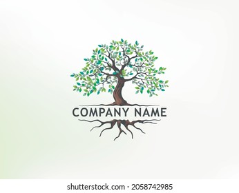 Luxurious, powerful and amazing Tree and roots logo design. incorporated company name, the concept of the company name in the middle between the tree and root images