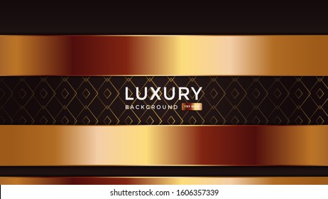 Luxurious premium dark brown abstract background with golden lines and texture. Premium Vector. Eps 10