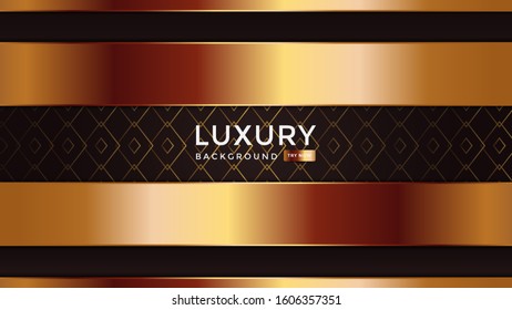 Luxurious premium dark brown abstract background with golden lines and texture. Premium Vector. Eps 10