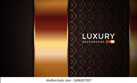 Luxurious premium dark brown abstract background with golden lines and texture. Premium Vector. Eps 10