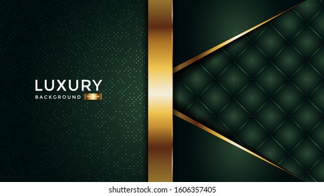 Luxurious premium dark green abstract background with gold lines and texture. Premium Vector. Eps 10
