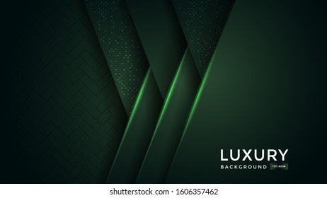 Luxurious premium dark green abstract background with green light lines and texture. Premium Vector. Eps 10