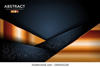 luxurious premium dark navy abstract background with golden lines. Overlap textured layer design. Realistic light effect on textured background. Vector illustration template design.