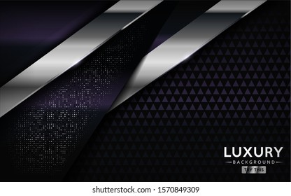 luxurious premium dark purple abstract background with silver lines. Overlap textured layer design. Realistic light effect on textured background. Vector illustration template design.
