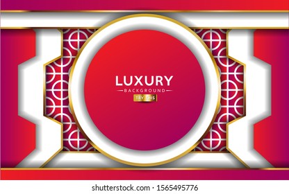 luxurious premium pink abstract background with golden lines. Overlap textured layer design. Realistic light effect on textured background. Vector illustration template design.