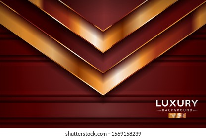 luxurious premium red abstract background with golden lines. Overlap textured layer design. Realistic light effect on textured background. Vector illustration template design.