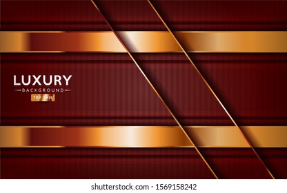 luxurious premium red abstract background with golden lines. Overlap textured layer design. Realistic light effect on textured background. Vector illustration template design.