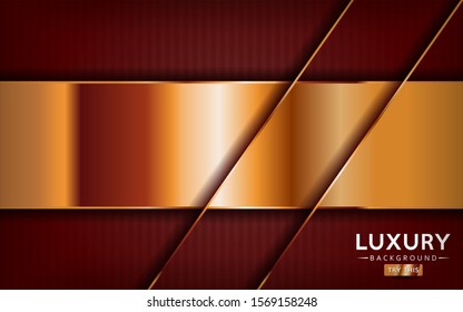 luxurious premium red abstract background with golden lines. Overlap textured layer design. Realistic light effect on textured background. Vector illustration template design.