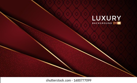 Luxurious premium red abstract background with golden lines and texture. Premium Vector. Eps 10