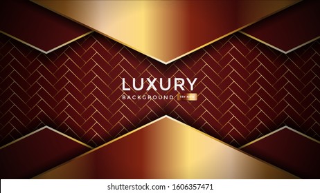 Luxurious premium red abstract background with golden lines and texture. Premium Vector. Eps 10