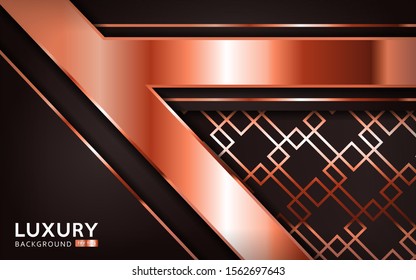 luxurious premium rose gold brown abstract background with bronze lines. Overlap textured layer design. Realistic light effect on textured background. Vector illustration template design.