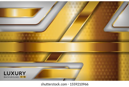 luxurious premium white abstract background with golden lines. Overlap textured layer design. Realistic light effect on textured background. Vector illustration template design.
