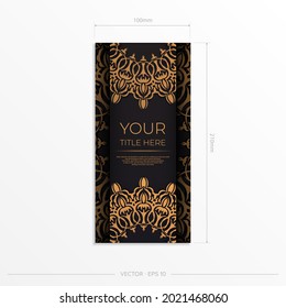 Luxurious Preparing postcards in black with vintage ornaments. Vector Template for printable design invitation card with mandala patterns.