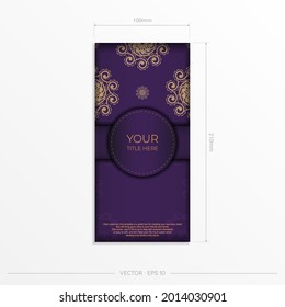 Luxurious purple invitation card template with vintage indian ornaments. Elegant and classic vector elements ready for print and typography.