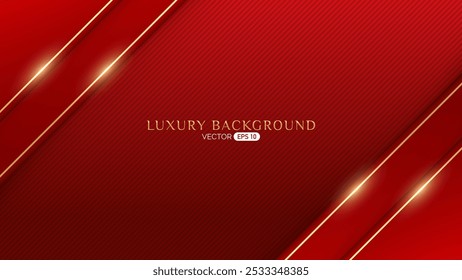 A luxurious red background featuring diagonal stripes and golden accents. The design conveys elegance and sophistication, suitable for high-end branding or invitations.