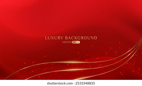 A luxurious red background featuring elegant golden lines and sparkling elements, creating a sophisticated and rich atmosphere. Ideal for invitations, banners, or promotional materials.