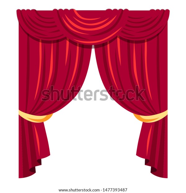 Luxurious Red Curtains Flat Vector Illustration Stock Vector (Royalty ...