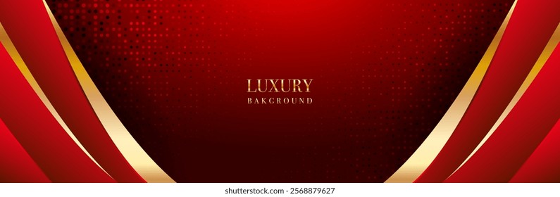 Luxurious red and  gold background Abstract design with golden lines halftone texture design