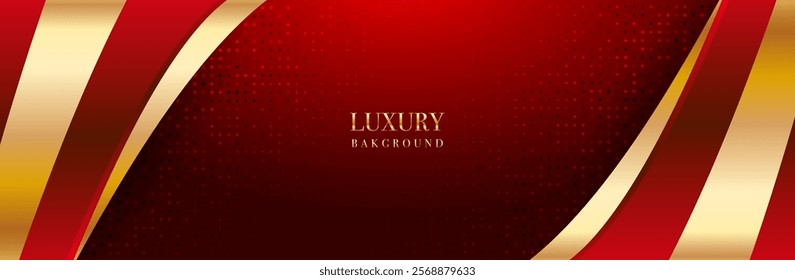 Luxurious red and  gold background Abstract design with golden lines halftone texture design