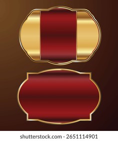 Etiquetas de ouro vermelho luxuoso Quadros elegantes Emblemas de produto premium Certificado Títulos Exclusivo Design