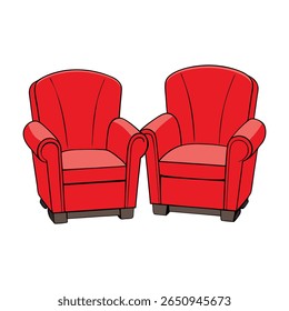 Luxurious red leather club chairs with deep cushioning, classic design, and rich texture. Perfect for adding elegance and comfort to any living or lounge space.
