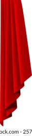 Luxurious red velvet stage curtains elegantly draped, creating a dramatic and theatrical atmosphere, perfect for entertainment or performance backgrounds