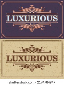Lujoso vectorial de plantilla с alligraphic retro florece la frontera, Decoraciones elegantes líneas reales, marca Boutique, tienda de bodas, cartel de hotel, ilustración vectorial