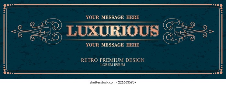 Luxurious retro сalligraphic template vector flourishes border, Decorations elegant royal lines, Boutique brand, wedding shop, hotel sign, Vector illustration