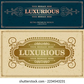Lujoso retro с alligraphic plantilla vector florece la frontera, Decoraciones elegantes líneas reales, marca Boutique, tienda de bodas, firma de hotel